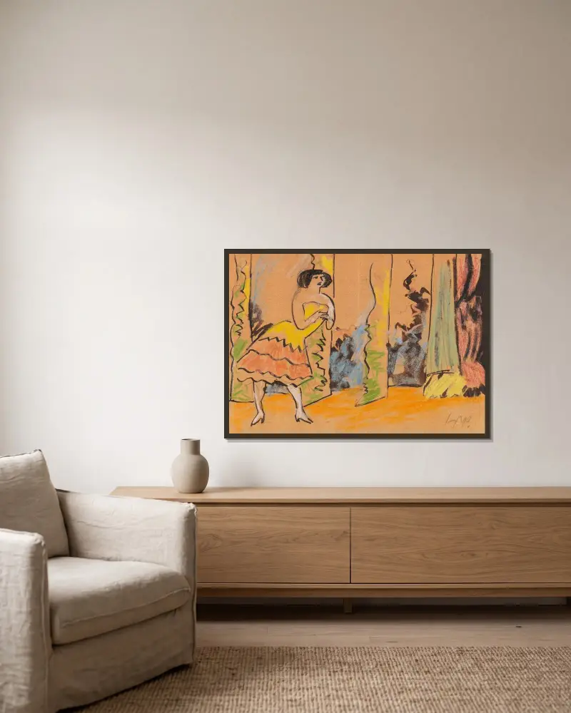 Varieté av Hermann Max Pechstein inramad på en vägg