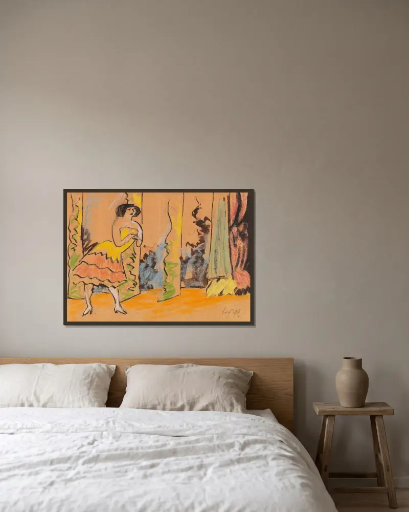 Varieté av Hermann Max Pechstein inramad på en vägg
