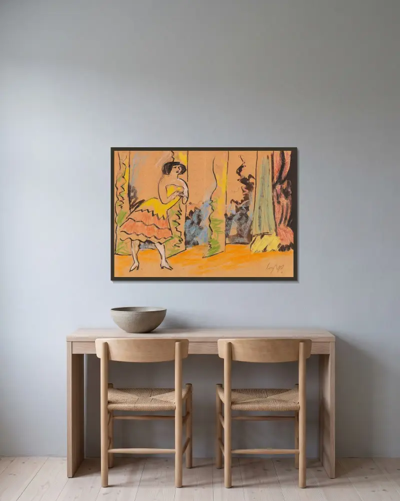 Varieté av Hermann Max Pechstein inramad på en vägg