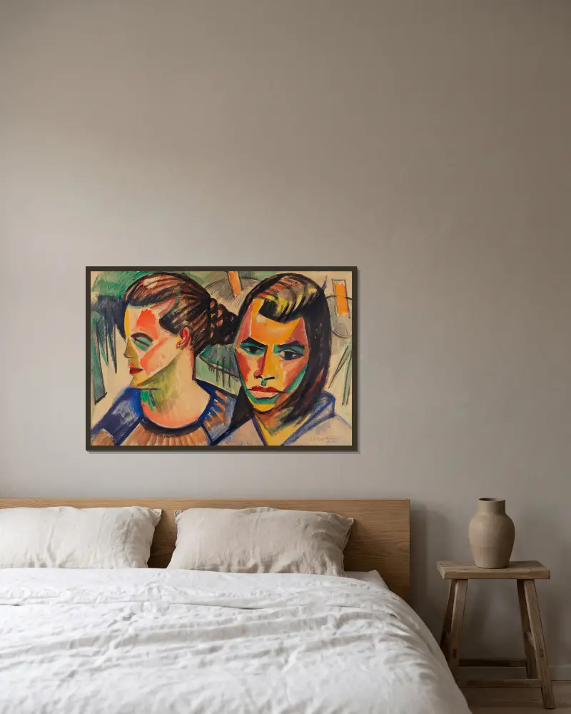 Dvě hlavy, Hermann Max Pechstein v rámu na stěně