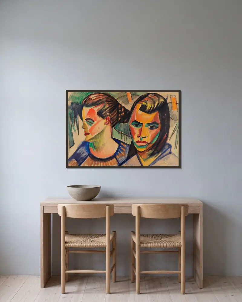 Dvě hlavy, Hermann Max Pechstein v rámu na stěně