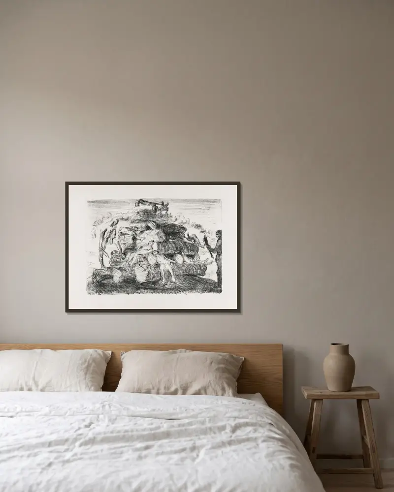 Bestattung des Patroklos von Max Slevogt gerahmt an einer Wand