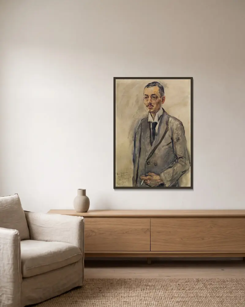 Bildnis Theodor Stoperan von Max Slevogt gerahmt an einer Wand
