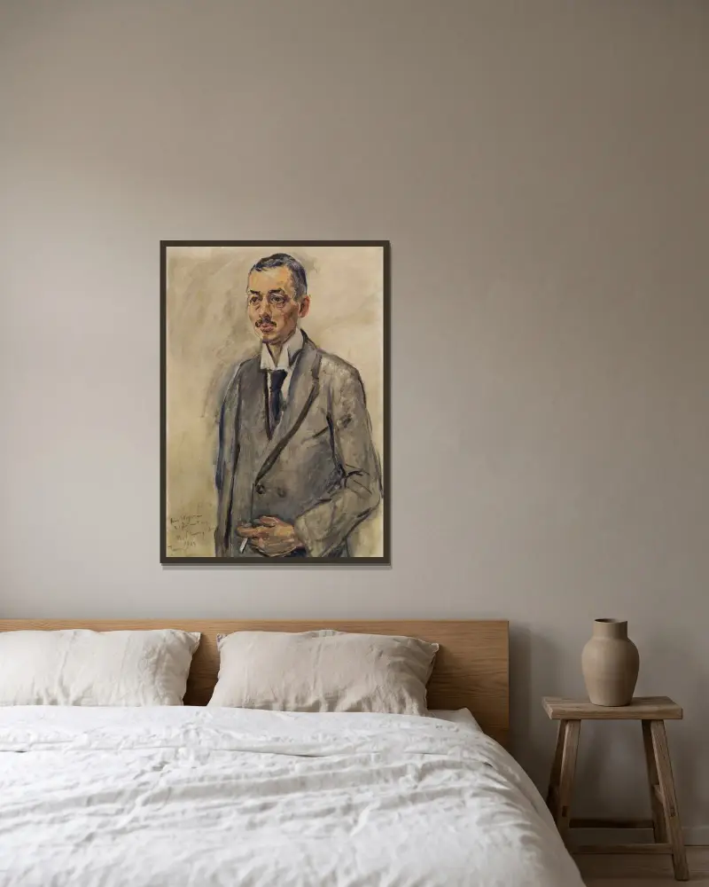 Bildnis Theodor Stoperan von Max Slevogt gerahmt an einer Wand