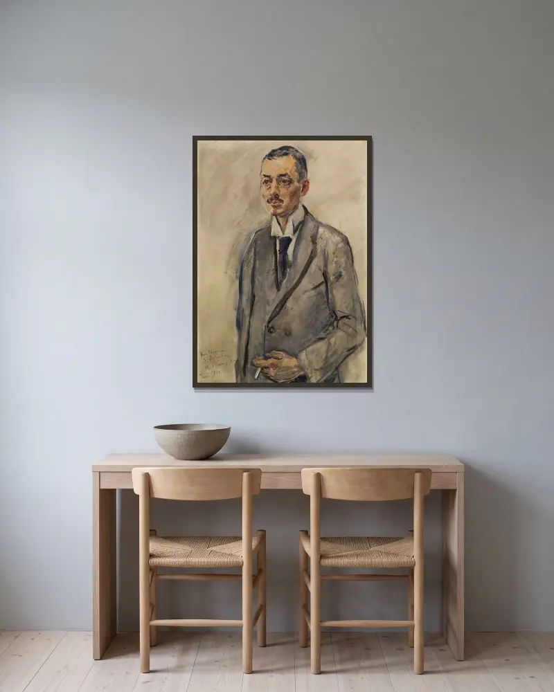 Bildnis Theodor Stoperan von Max Slevogt gerahmt an einer Wand