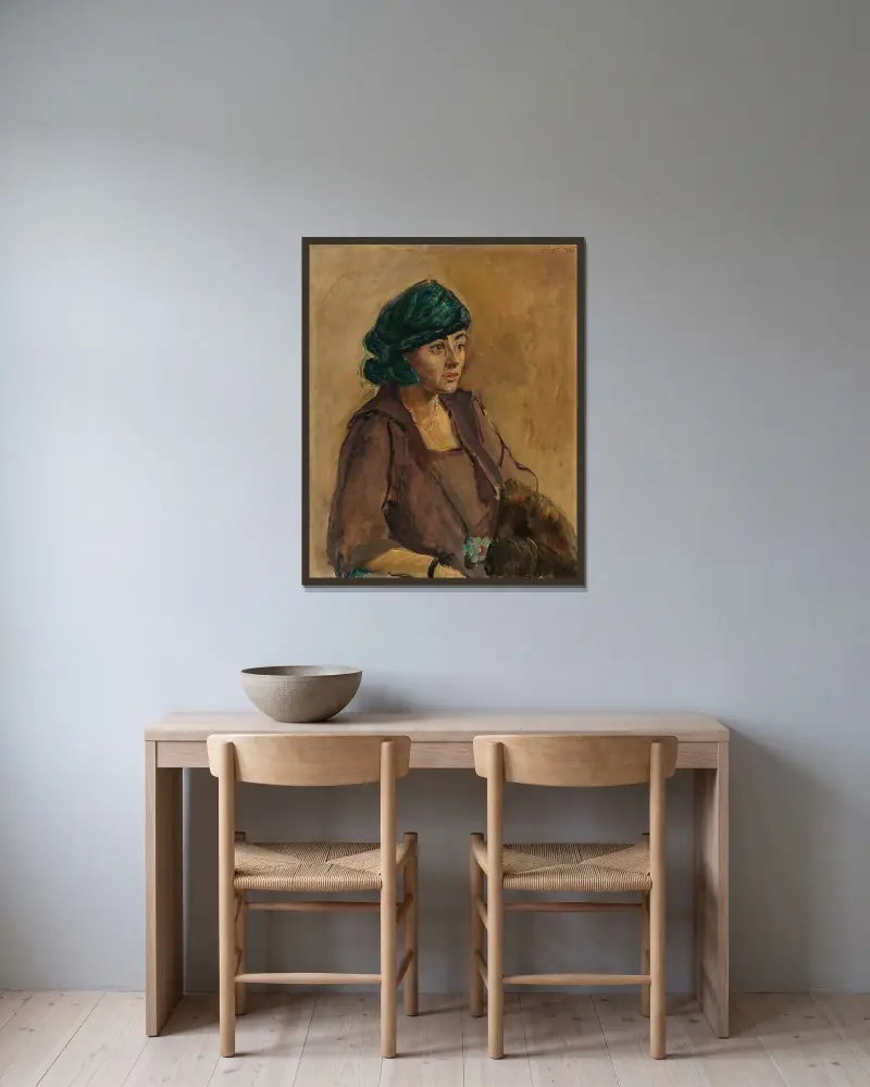 Portrét dámy, Max Slevogt v rámu na stěně