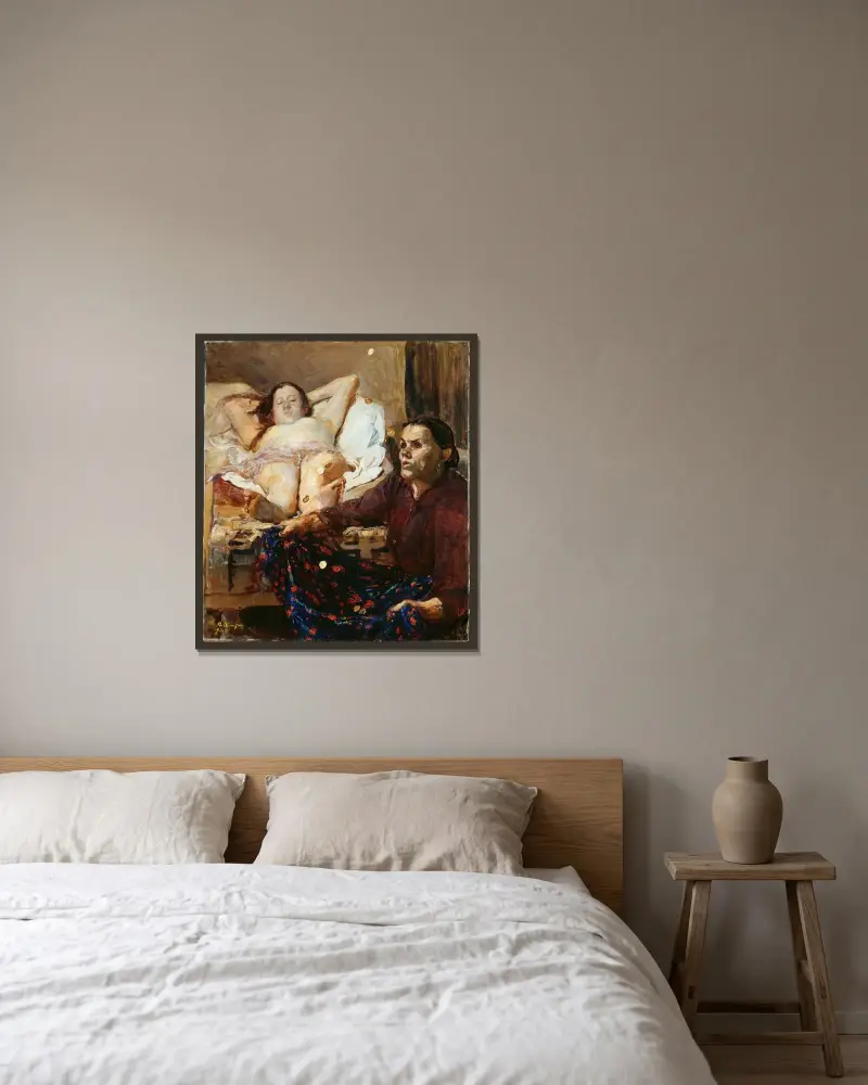 Danae von Max Slevogt gerahmt an einer Wand