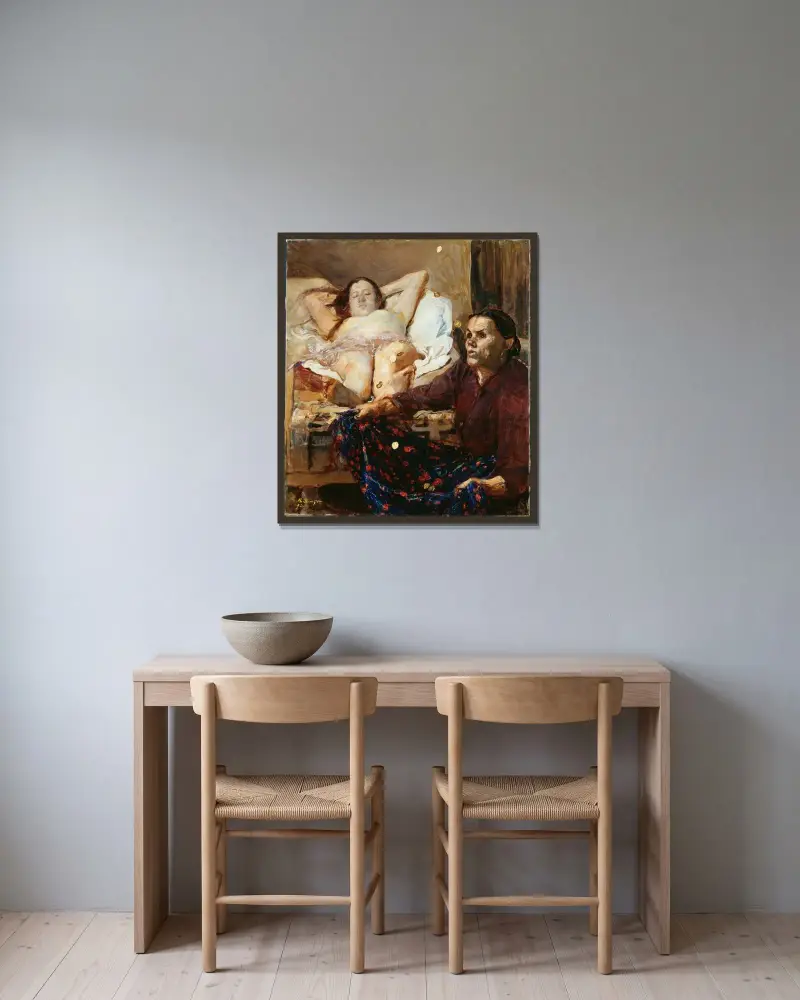 Danae von Max Slevogt gerahmt an einer Wand
