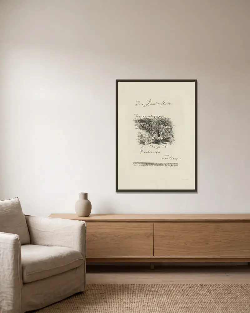 Trollflöjten – titelblad av Max Slevogt inramad på en vägg