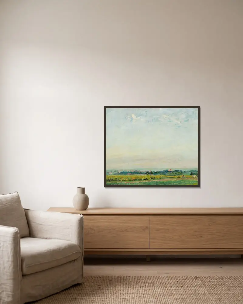 Landschaft aus der Pfalz von Max Slevogt gerahmt an einer Wand