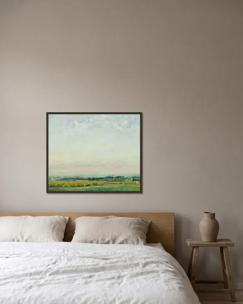 Landschaft aus der Pfalz von Max Slevogt gerahmt an einer Wand