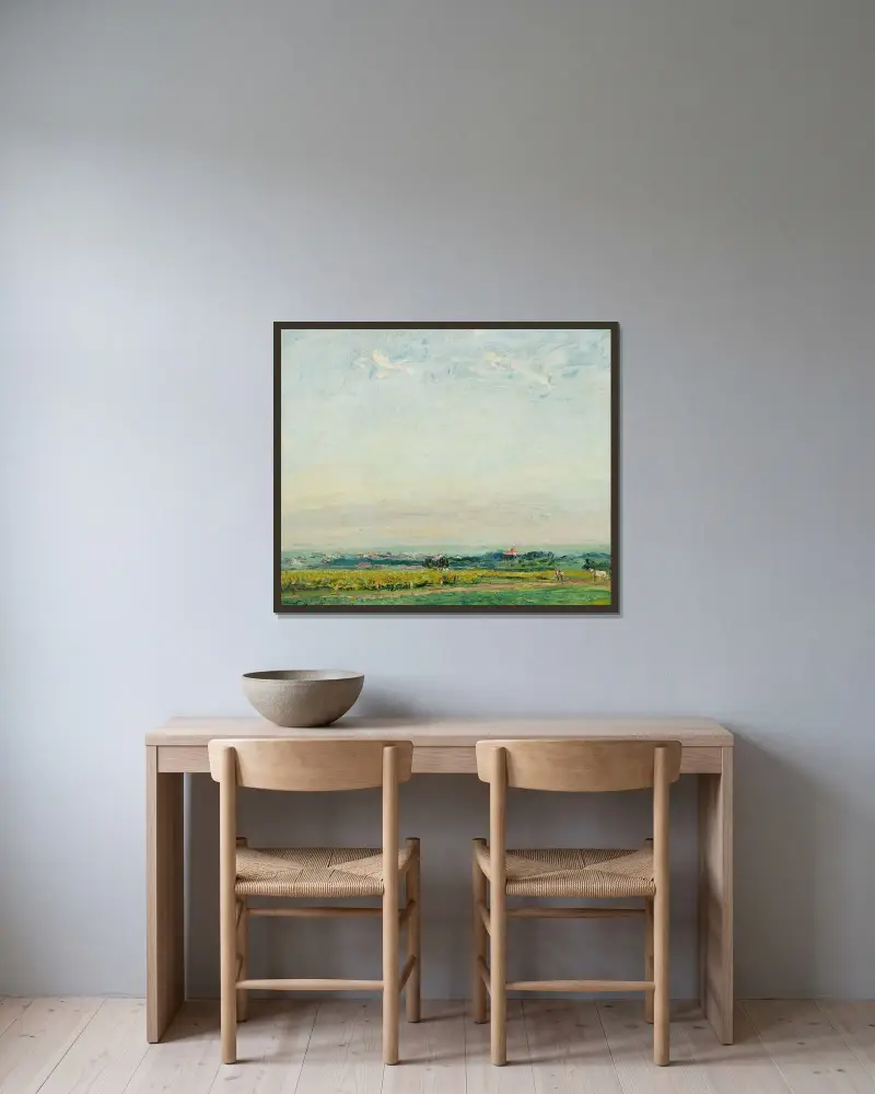 Landschaft aus der Pfalz von Max Slevogt gerahmt an einer Wand