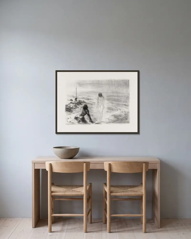 Patroklos erscheint Achill von Max Slevogt gerahmt an einer Wand