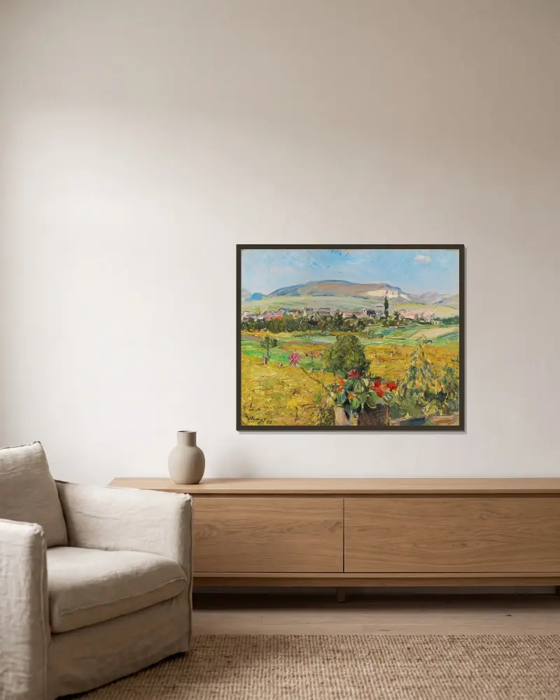 Pfälzer Landschaft von Max Slevogt gerahmt an einer Wand