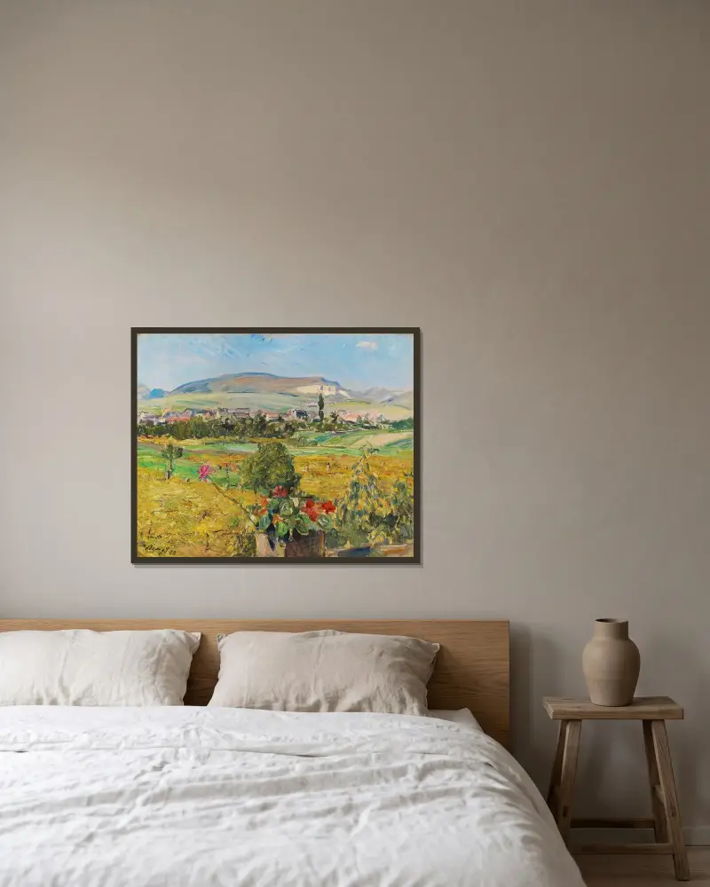 Pfälzer Landschaft von Max Slevogt gerahmt an einer Wand