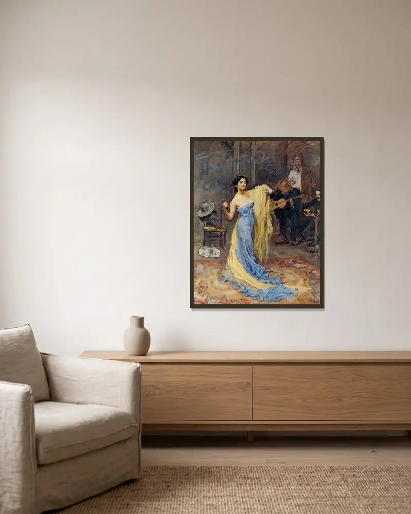Portrait of the Dancer Marietta di Rigardo av Max Slevogt inramad på en vägg