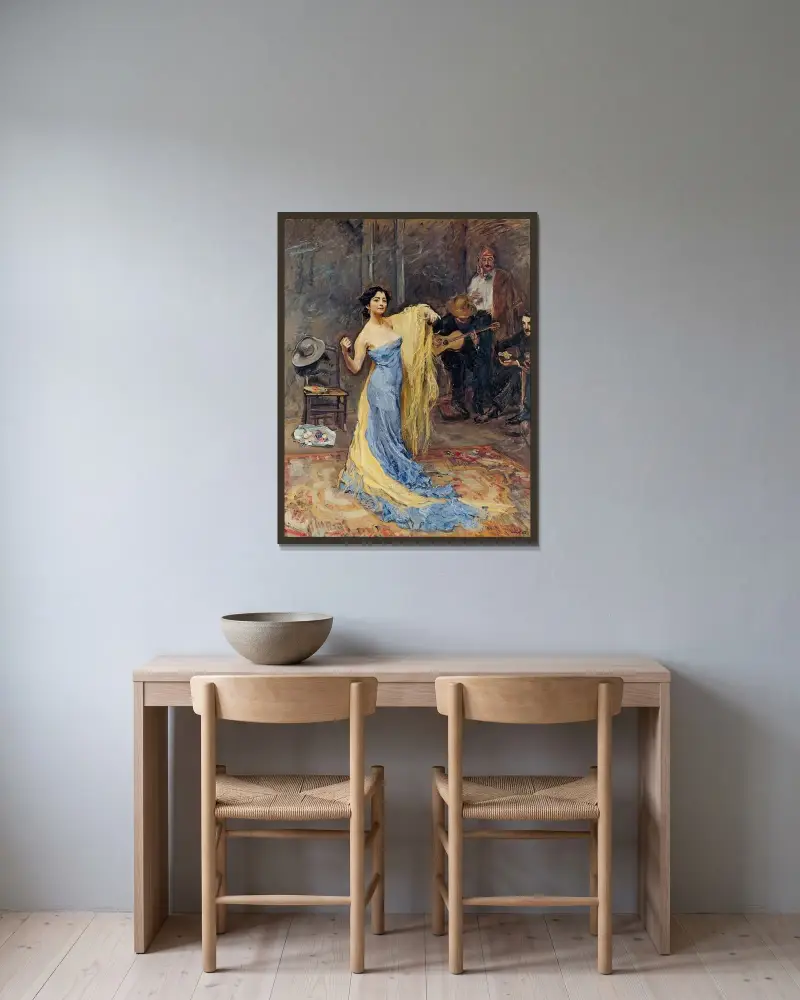 Portrait of the Dancer Marietta di Rigardo av Max Slevogt inramad på en vägg