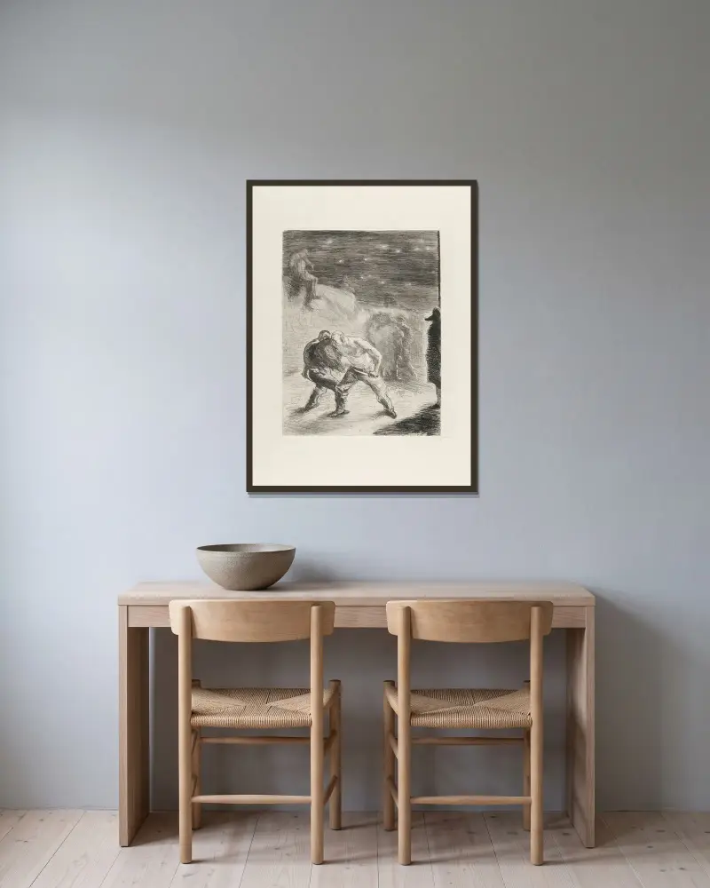 Das Duell von Max Slevogt gerahmt an einer Wand