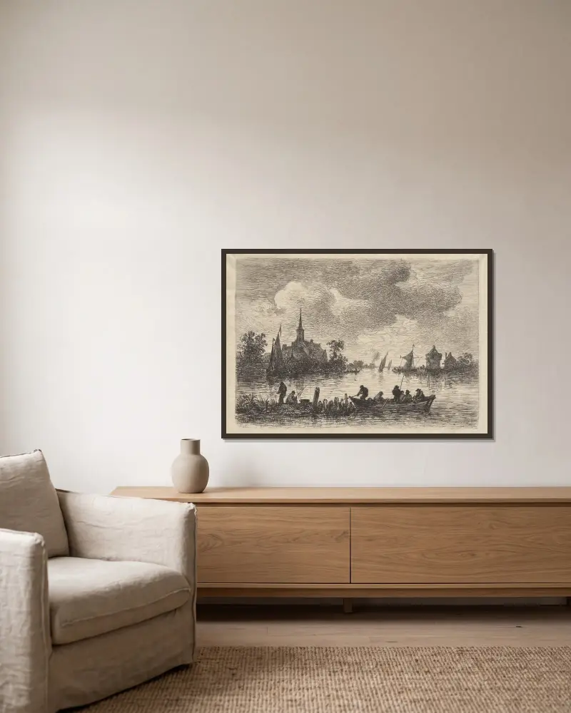 Ufer der Maas von Maxime Lalanne gerahmt an einer Wand