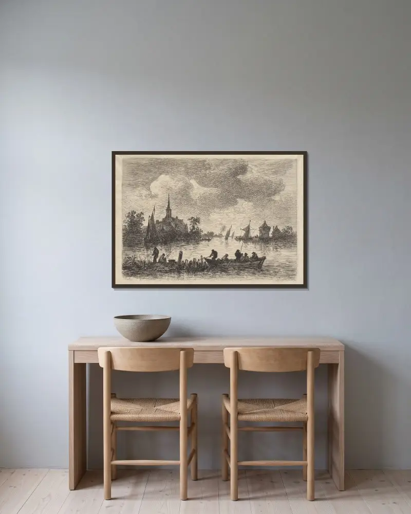 Ufer der Maas von Maxime Lalanne gerahmt an einer Wand