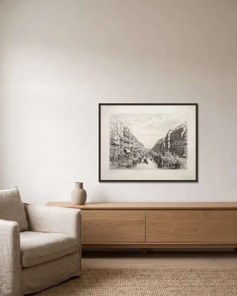 Boulevard Montmartre von Maxime Lalanne gerahmt an einer Wand