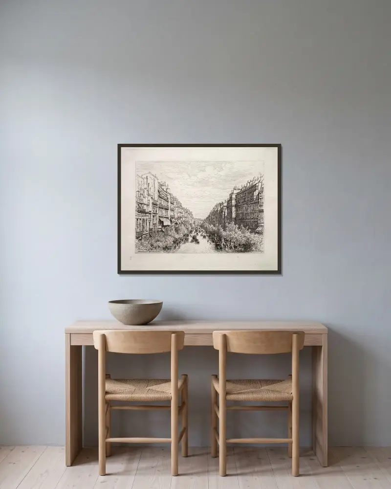 Boulevard Montmartre von Maxime Lalanne gerahmt an einer Wand