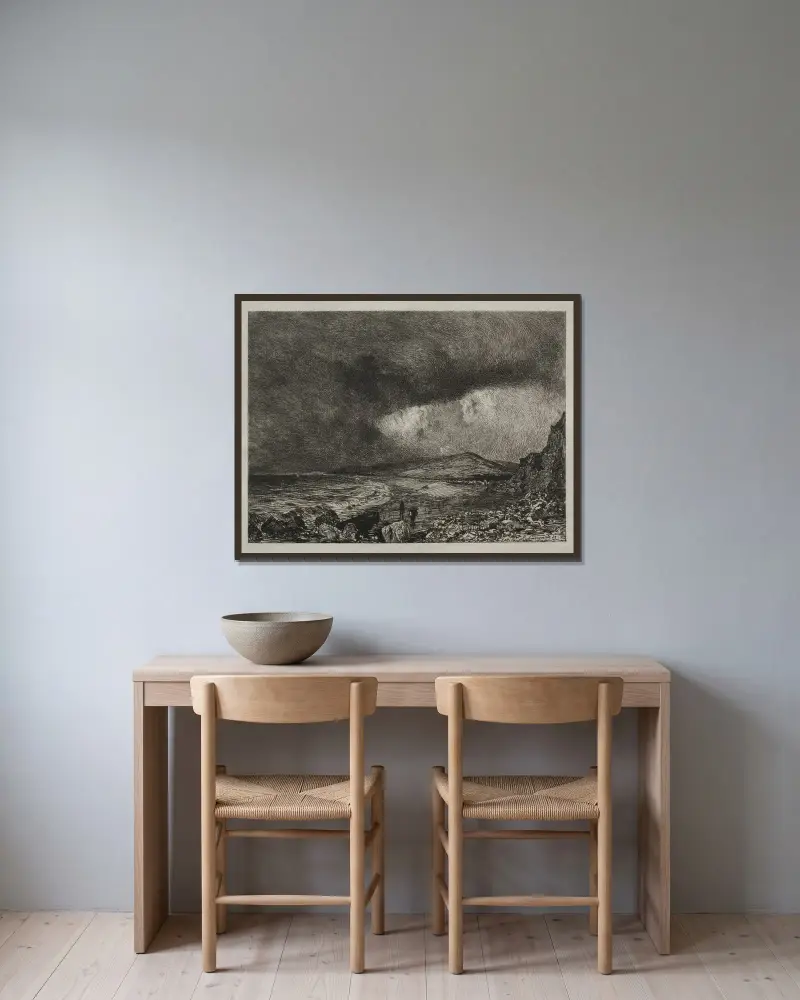 Die Bucht von Weymouth von Maxime Lalanne gerahmt an einer Wand