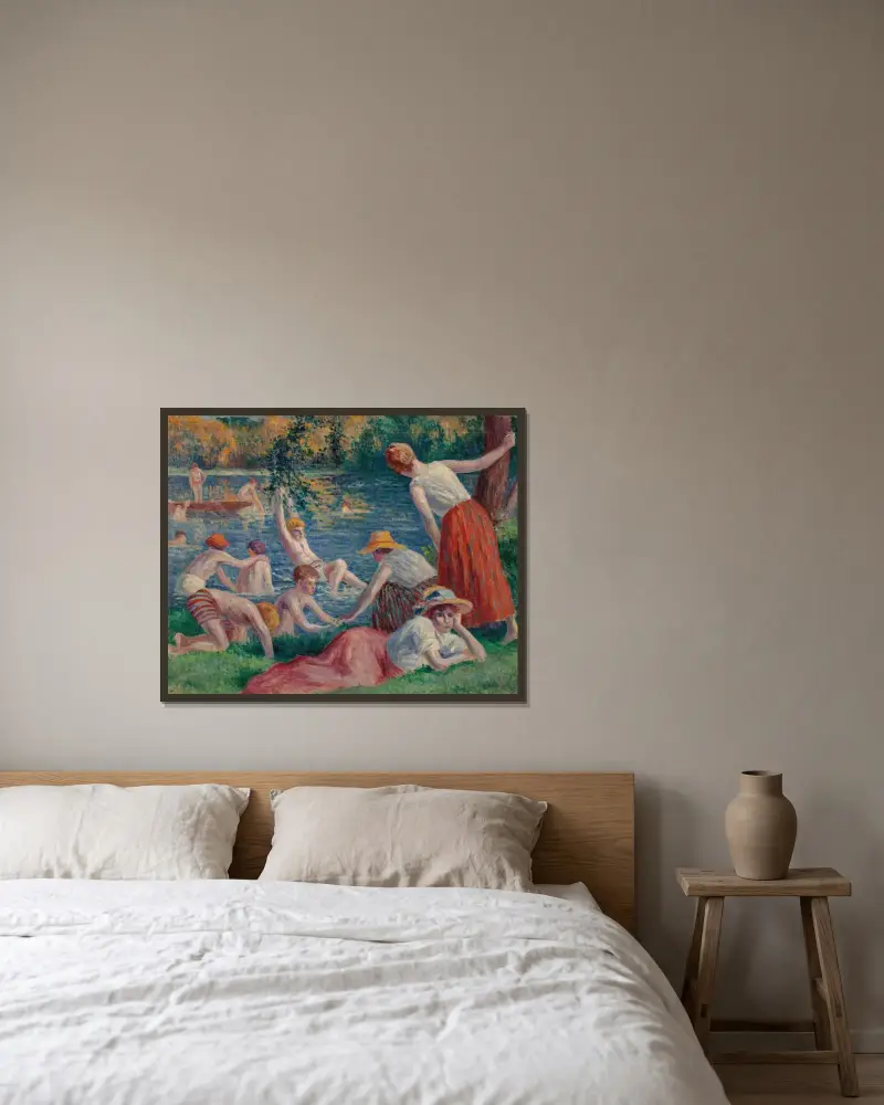 Bad in der Cure von Maximilien Luce gerahmt an einer Wand