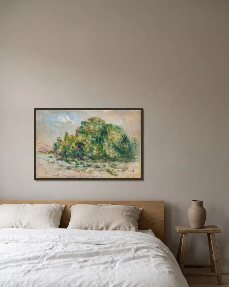 Trädgrupp av Maximilien Luce inramad på en vägg