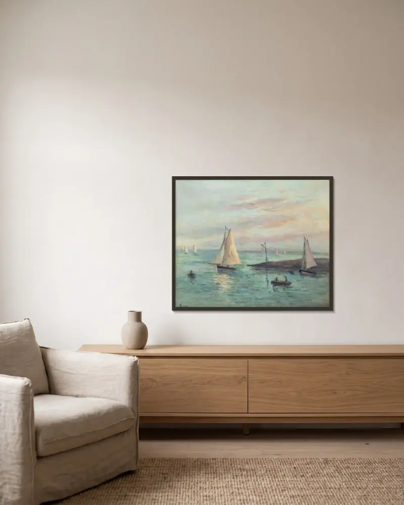 Honfleur von Maximilien Luce gerahmt an einer Wand