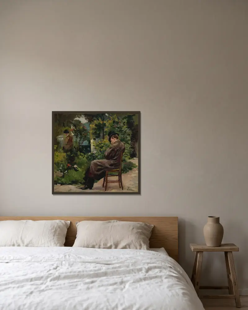Trädgård i Montrouge av Maximilien Luce inramad på en vägg