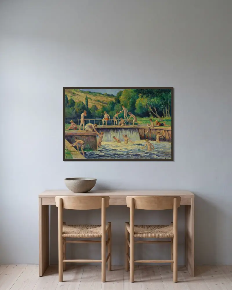 Kąpiel w Bessy-sur-Cure, Maximilien Luce w ramie na ścianie