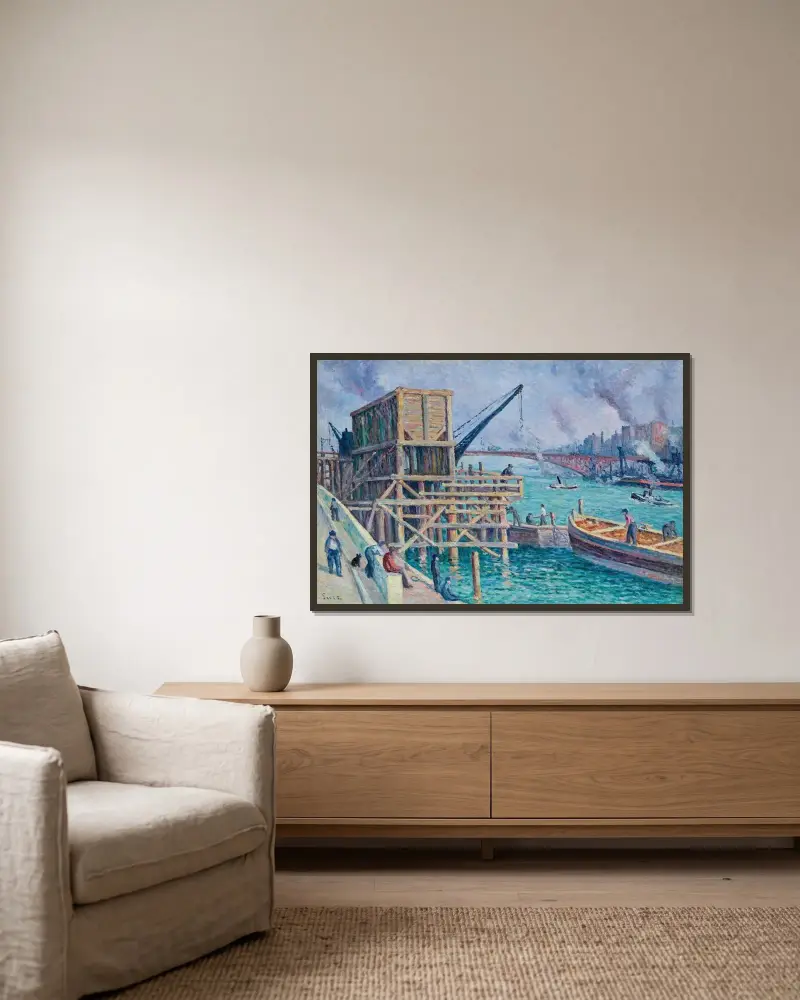 Die Seine am Pont Mirabeau von Maximilien Luce gerahmt an einer Wand