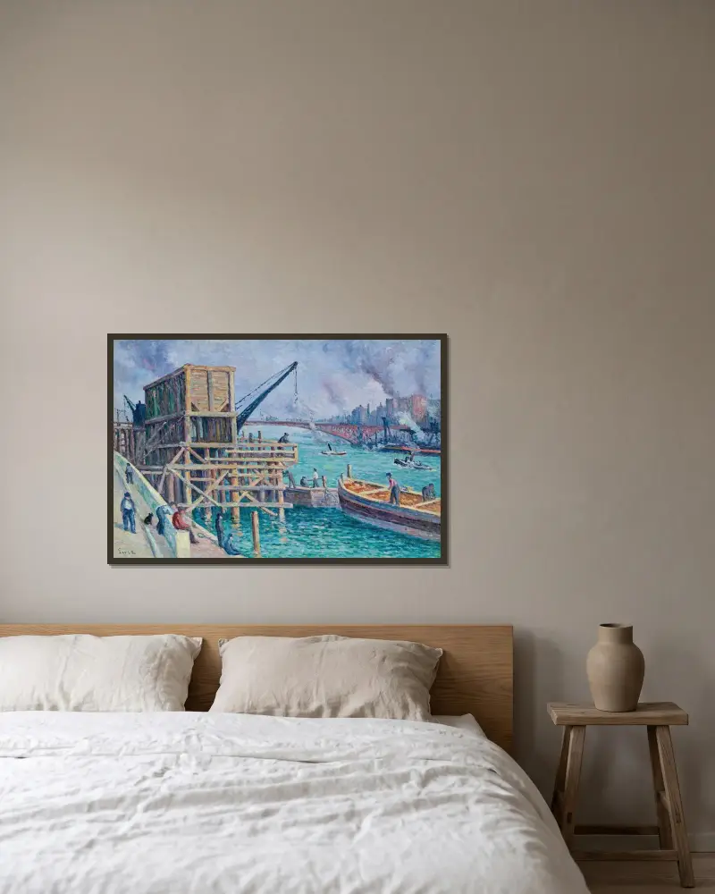 Die Seine am Pont Mirabeau von Maximilien Luce gerahmt an einer Wand