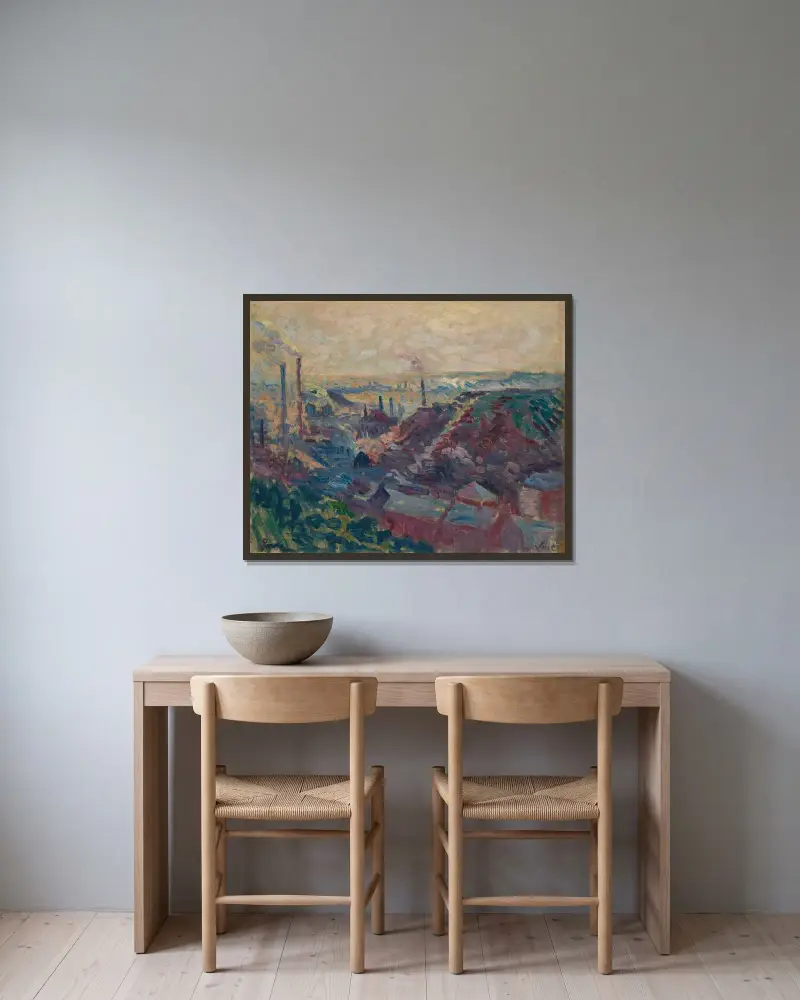 Den industriella dalen vid Sambre av Maximilien Luce inramad på en vägg