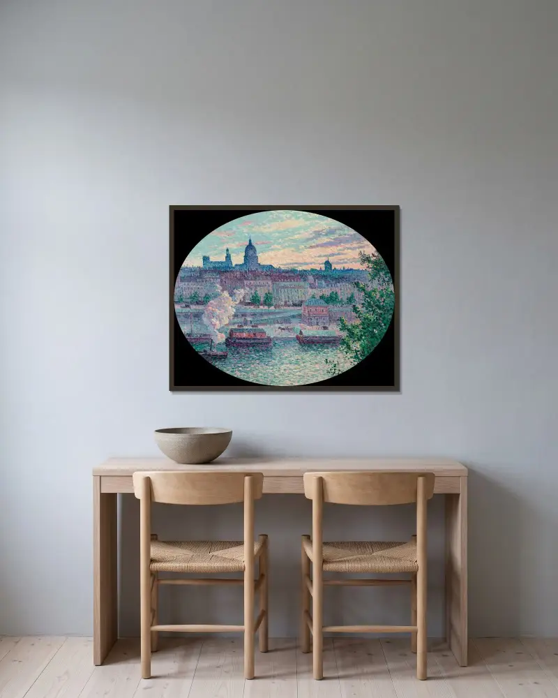 Kajen Montebello och kullen Sainte-Geneviève av Maximilien Luce inramad på en vägg