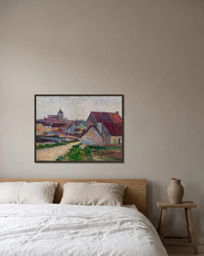 Le Village De Conche-Sur-Condoires av Maximilien Luce inramad på en vägg