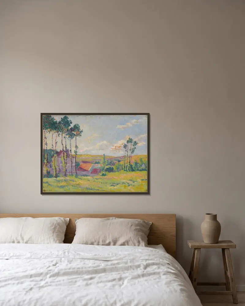 Moulineux, la teinderie av Maximilien Luce inramad på en vägg