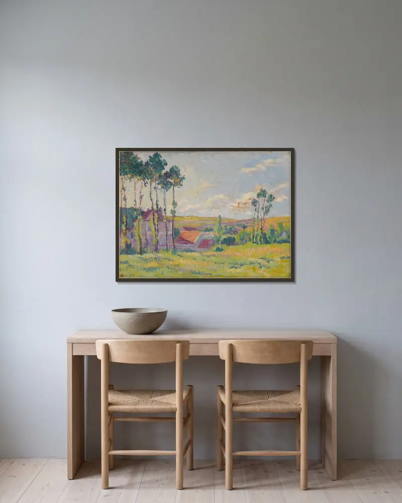 Moulineux, la teinderie av Maximilien Luce inramad på en vägg