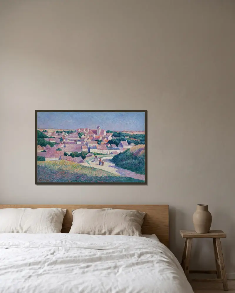 Moulineux, die Dorfeinfahrt von Maximilien Luce gerahmt an einer Wand