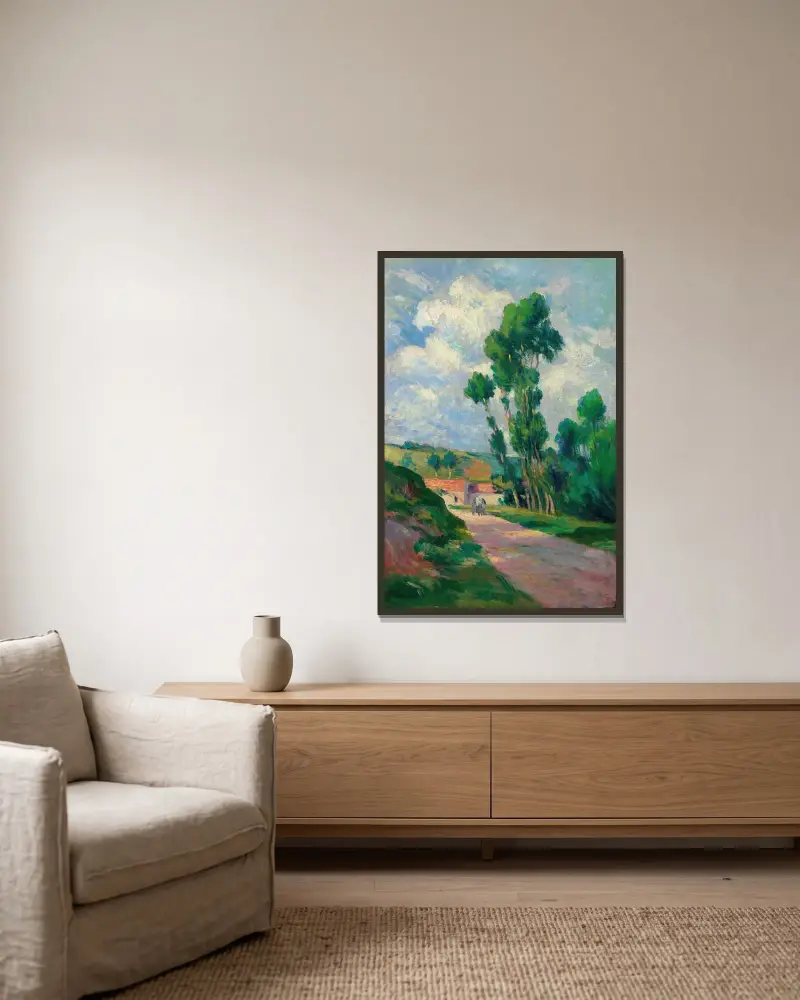 Landskap vid Moulineux av Maximilien Luce inramad på en vägg