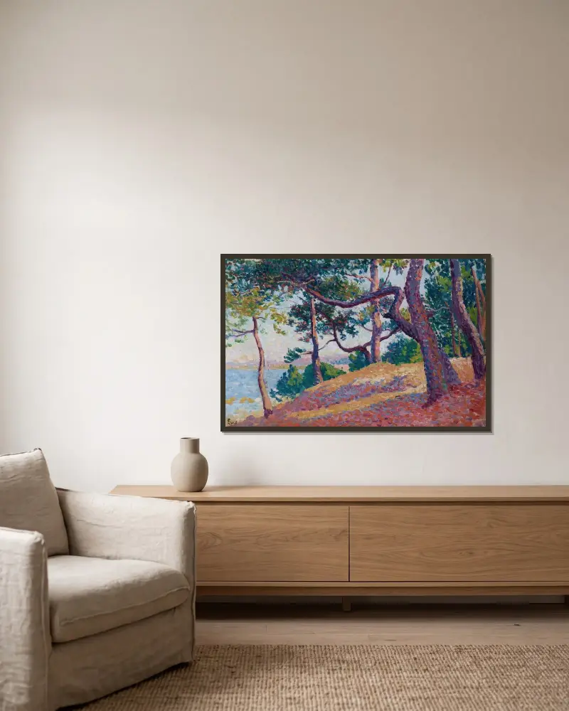 Krajobraz w Saint-Tropez, Maximilien Luce w ramie na ścianie