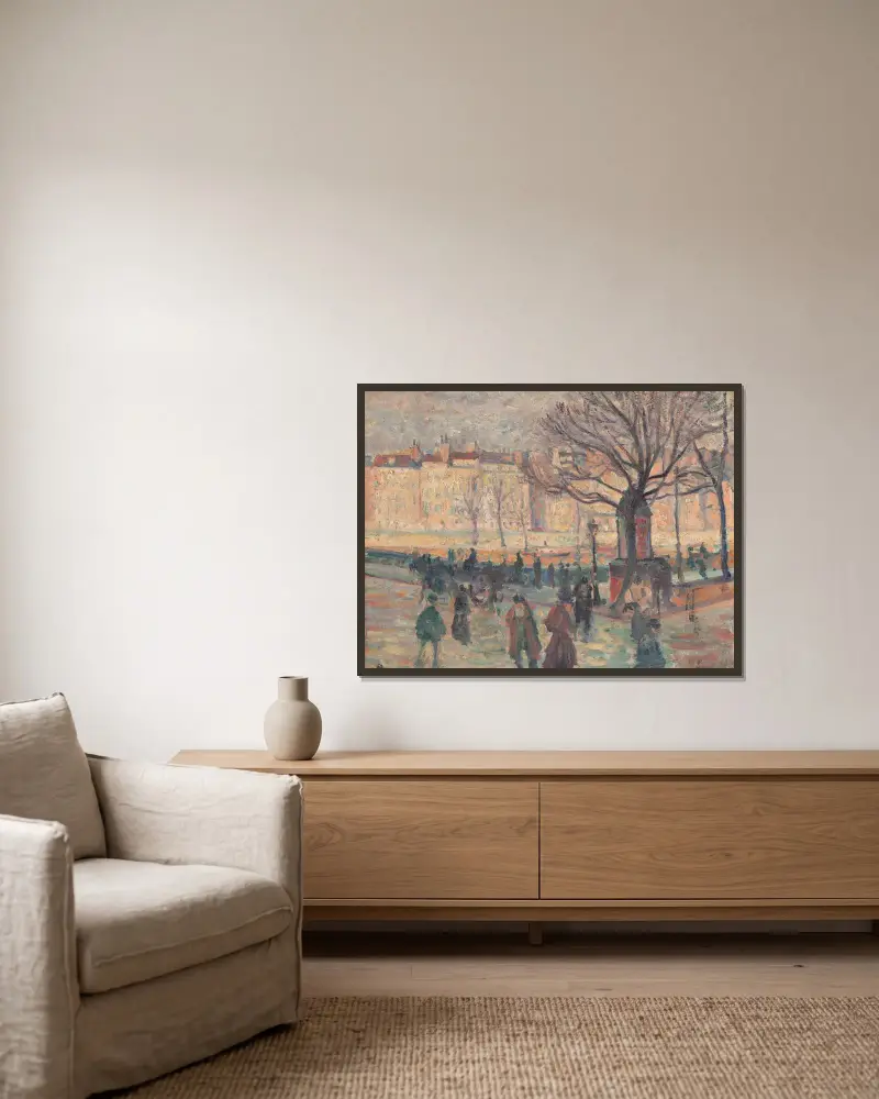 Paysage parisien. Bords de Seine av Maximilien Luce inramad på en vägg