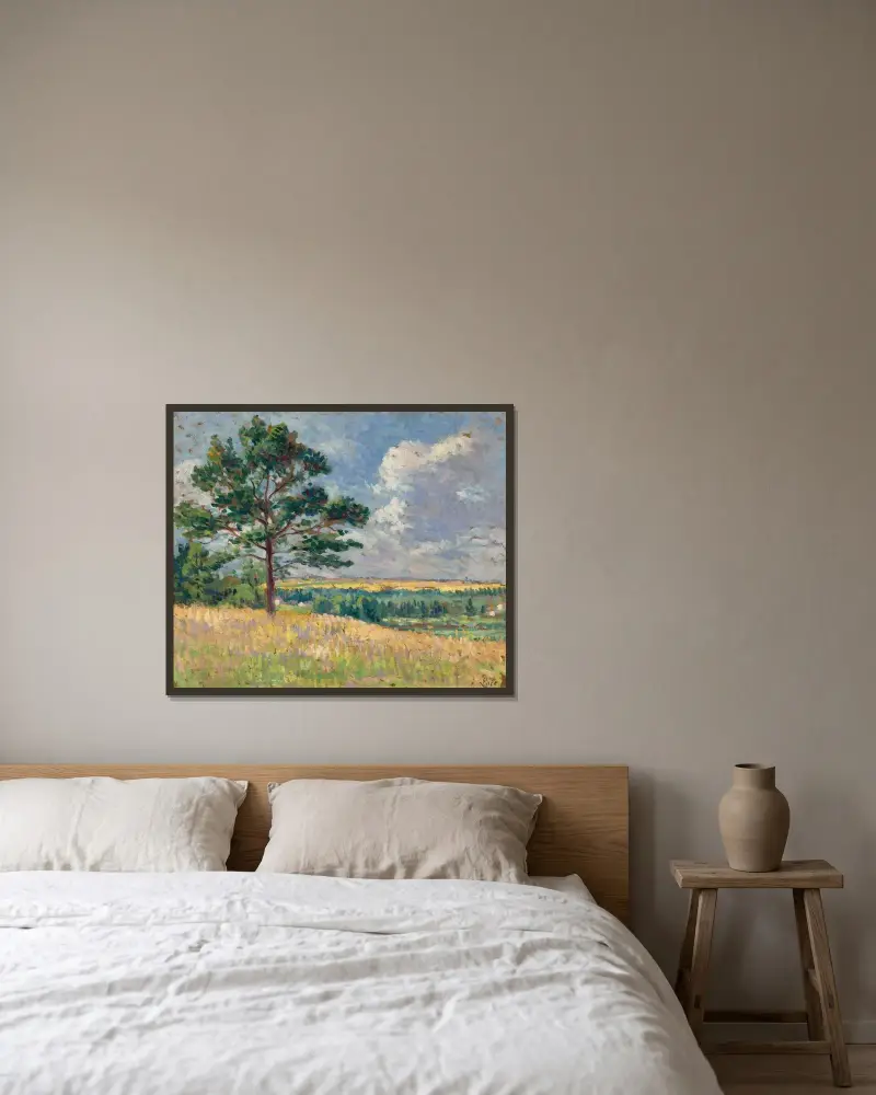 Landskap nära Méréville av Maximilien Luce inramad på en vägg