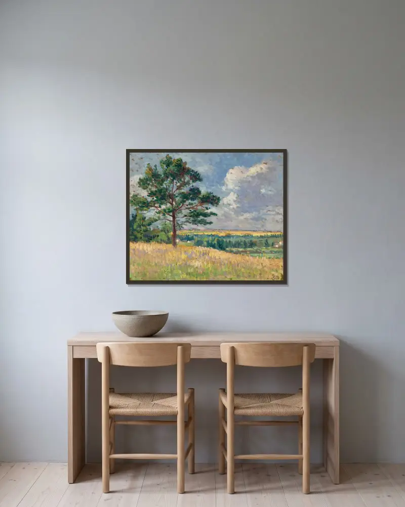 Landskap nära Méréville av Maximilien Luce inramad på en vägg