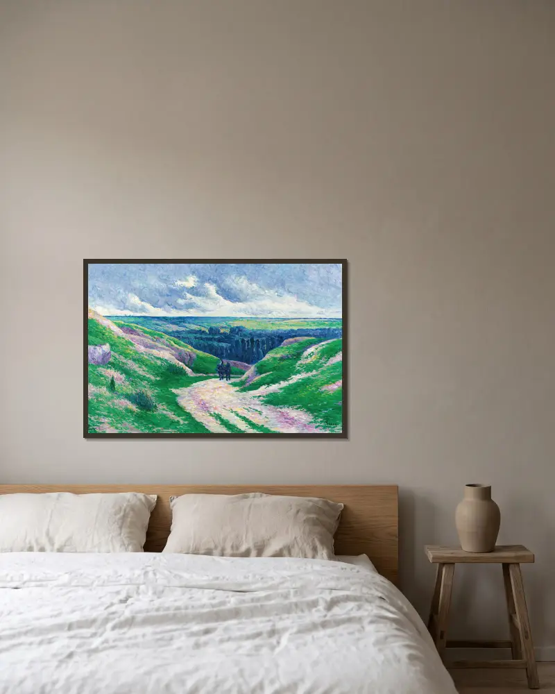 Landskap nära Moulineux vid Oise av Maximilien Luce inramad på en vägg