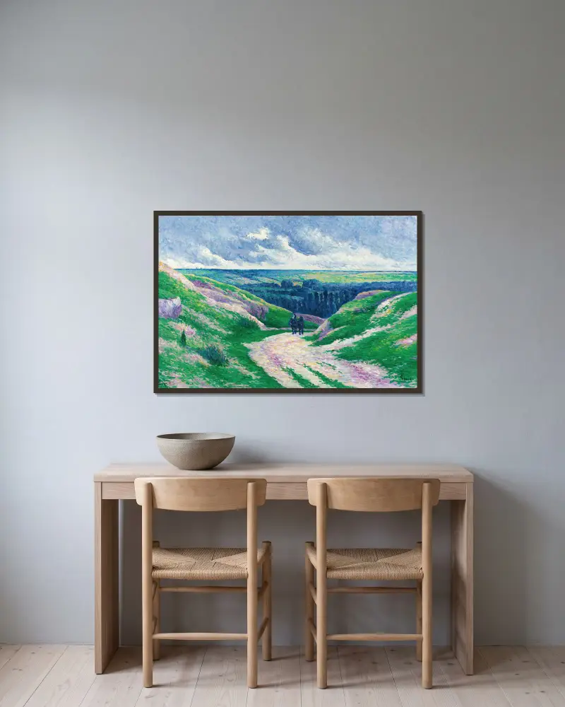 Landskap nära Moulineux vid Oise av Maximilien Luce inramad på en vägg
