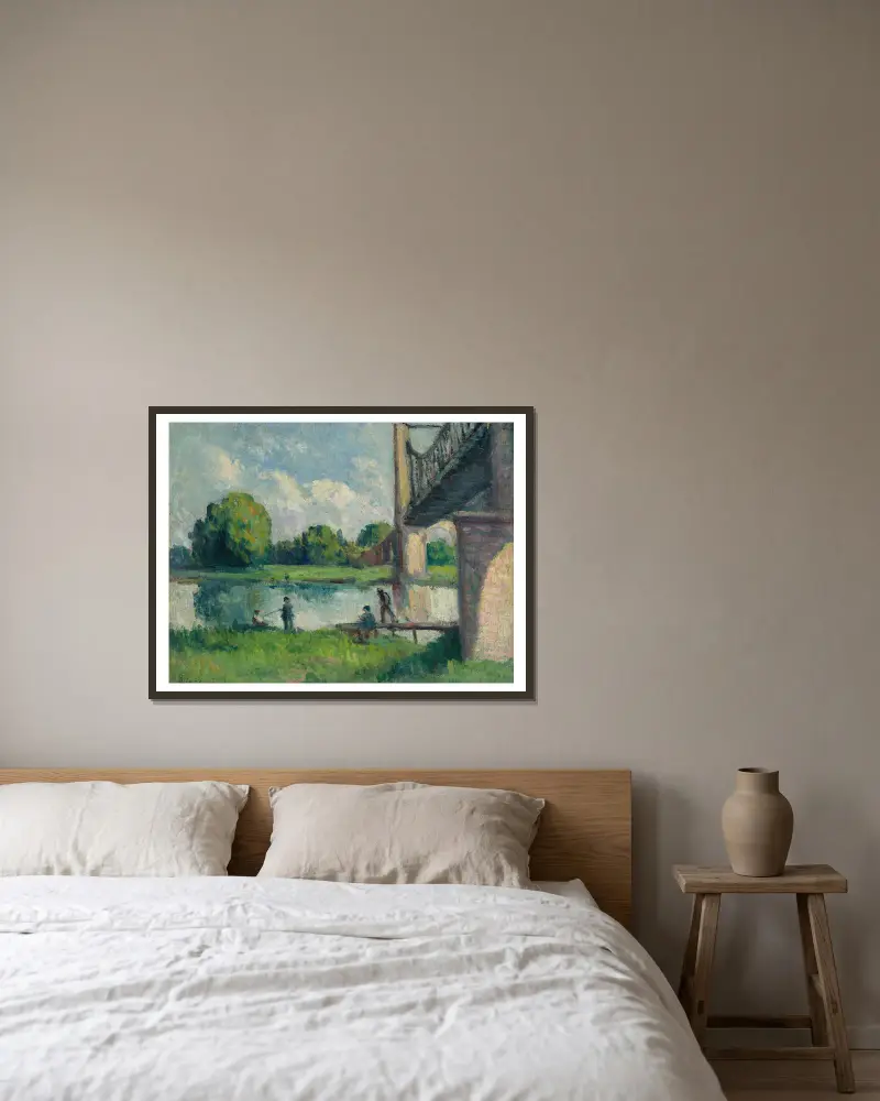 Pont Aux Environs D’angers av Maximilien Luce inramad på en vägg