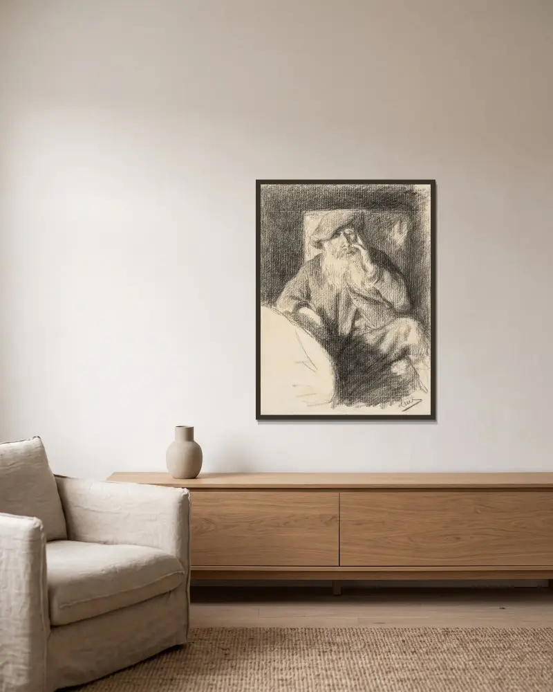 Porträt von Camille Pissarro von Maximilien Luce gerahmt an einer Wand