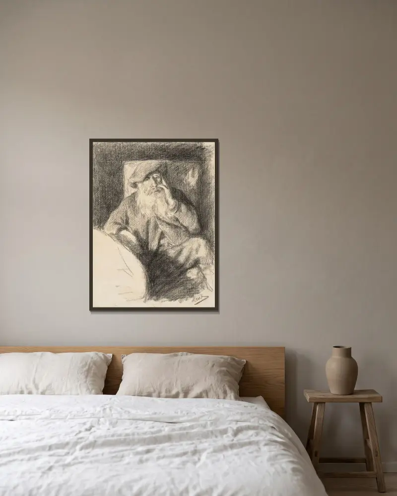 Porträt von Camille Pissarro von Maximilien Luce gerahmt an einer Wand